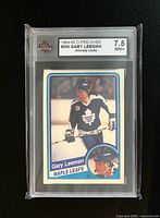 Front of encased Gary Leeman rookie card showing player image and KSA label
