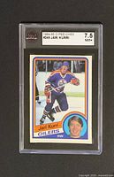 Front view of graded Jari Kurri hockey card showing grade 7.5 NM+