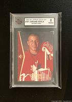 Front view of graded Jarome Iginla 1994-95 Upper Deck SP rookie card #181 with KSA label showing grade 8 NMM