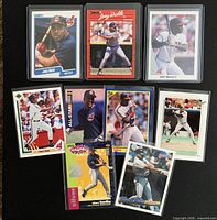 Front view of all nine Joey Belle baseball cards