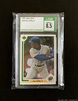 Front of graded Ken Griffey Jr. 1991 Upper Deck #555 card showing CSG 8.5 label