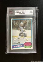 Front of KSA-slabbed Lindy Ruff rookie card showing grade label and card image