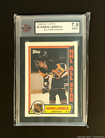 Front of graded Mario Lemieux Topps All-Star Sticker in KSA slab