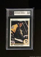Front view of graded Mario Lemieux card showing KSA 8.5 label and photo