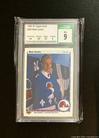 Front of graded Mats Sundin Upper Deck rookie card showing CSG Mint 9 label and card image