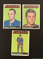 Fronts of three 1965 Topps New York Rangers cards