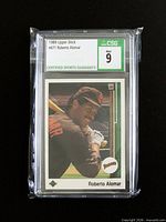 Front of CSG-slabbed Roberto Alomar #471 card showing grade label