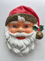 Front view of plastic blow mold Santa head
