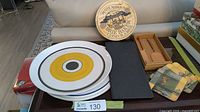 All items overview including platters, slate board, brie baker box, copper utensils and coasters