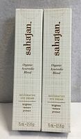 Front view of two Sahajan Restorative Eye Cream boxes