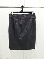 Front view of leather pencil skirt on hanger