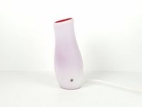Full view of frosted white glass vase lamp with cord