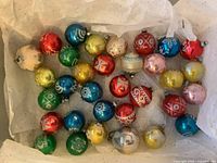Box of approximately 30 multi-color Shiny Brite glass ornaments