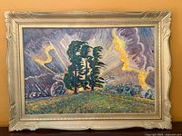 Front view of framed oil painting showing full artwork and frame