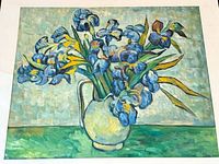 Full view of the unframed oil painting showing composition and colors