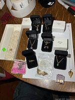 Group shot of all jewellery items laid out, showing quantity and variety