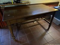 full view of oak table top and legs