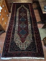 Full view of rug showing pattern and borders