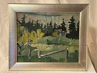 Full view of framed oil painting