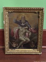 Front view of framed oil painting