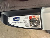 Product label showing Chicco Lullaby Dream branding and washability feature