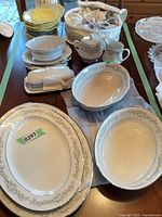 Group view of Noritake Donegal dinnerware pieces on table
