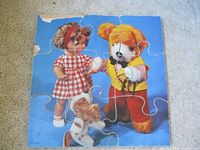 Front view of assembled wooden puzzle showing full image