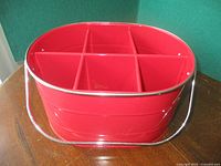 Top view showing six compartments and handle