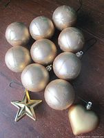 All ornaments laid out showing quantity and styles