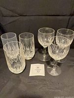 Group shot of all six Stuart Crystal Kent pattern glasses