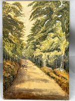 Front view of entire watercolor showing scene and overall condition