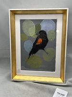 Framed mixed media painting front view