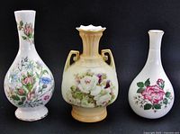 Front view of all three vases