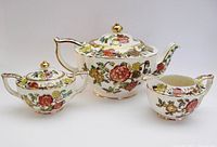 Three-piece Sadler floral tea set front view