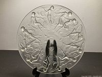Front view of frosted glass plate showing full Dancing Nymphs relief