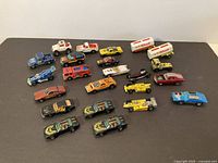 Group shot of all 23 Hot Wheels vehicles arranged in rows