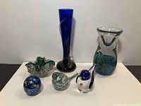 All six art glass pieces group view
