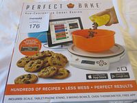 Front of retail box showing Perfect Bake set and contents list