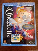 Front of sealed Cinderella Diamond Edition Blu-ray + DVD combo pack showing artwork and stickers