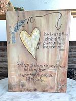 Front view showing design, text and condition