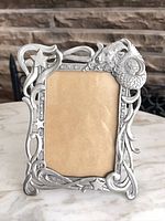 Front view of pewter Aries frame showing ram and star details