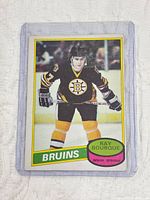 Front of O-Pee-Chee Ray Bourque rookie card in sleeve