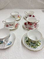 Overview of six teacup and saucer sets