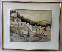 Front view showing full framed watercolor