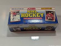 Front view of sealed 1990 Score NHL Hockey Premier Edition box