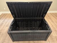 Deck box open showing interior