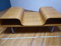 Top view showing bent plywood wave form and open ends