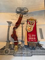 Overall view of medal, badge and certificate