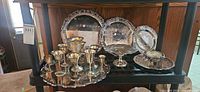 Overview of all silverplate items on shelf