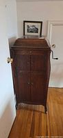Full view of Victor console phonograph cabinet